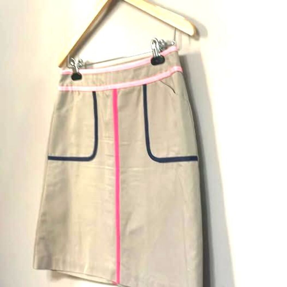 Boden Contrast Piping A Line Khaki Colorblock Skirt Womens Size 6